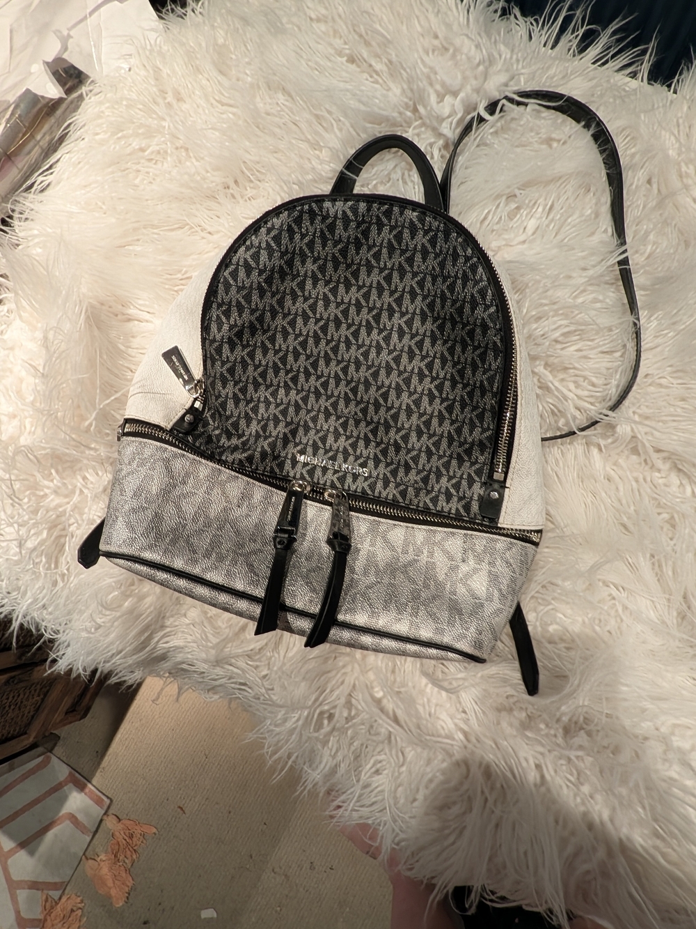 Michael Kors Black Logo Print Backpack - Picture 10 of 14